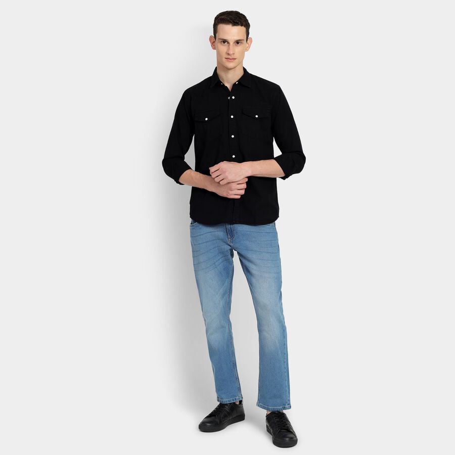 Men's 100% Cotton Casual Shirt, Black, large image number null