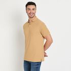 Men's Collared Half Sleeves T-Shirt, Beige, small image number null