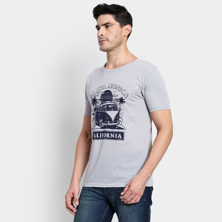 Men's Round Neck Half Sleeves T-Shirt, हल्का ग्रे, large image number null