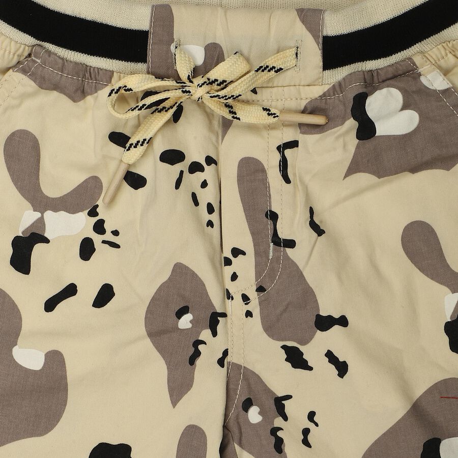 Boys' Beige Regular Fit Camo Print Jamaican Shorts, Beige, large