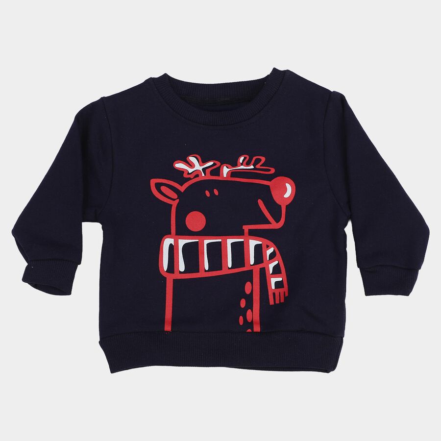 Infants' Navy Blue Crew Neck Pullover Sweatshirt, Navy Blue, large