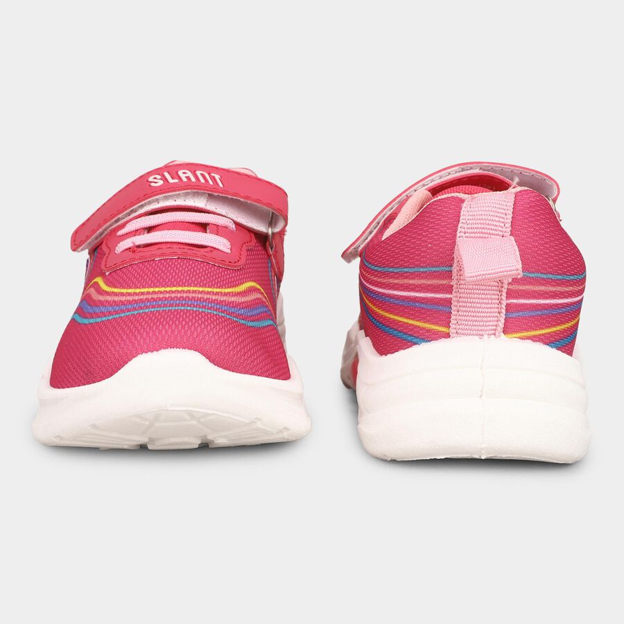 Girls Bright Fuchsia Pink Velcro Strap Casual Shoes, Pink, large image number null