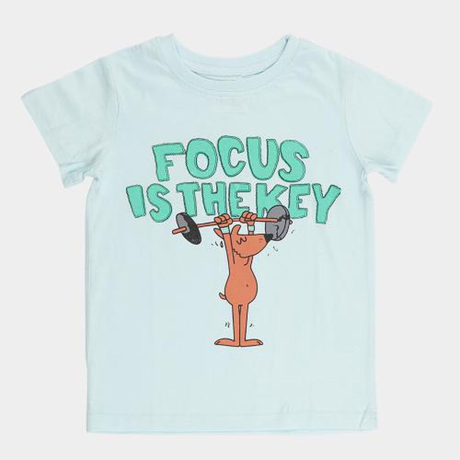 Boys' 100% Cotton Half Sleeves T-Shirt, Light Blue, large image number null