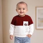 Infants' Maroon Cotton Round Neck Pullover Sweatshirt, मरून, small