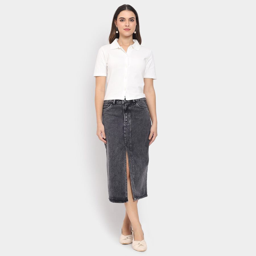 Ladies' 100% Cotton Skirt , Black, large image number null