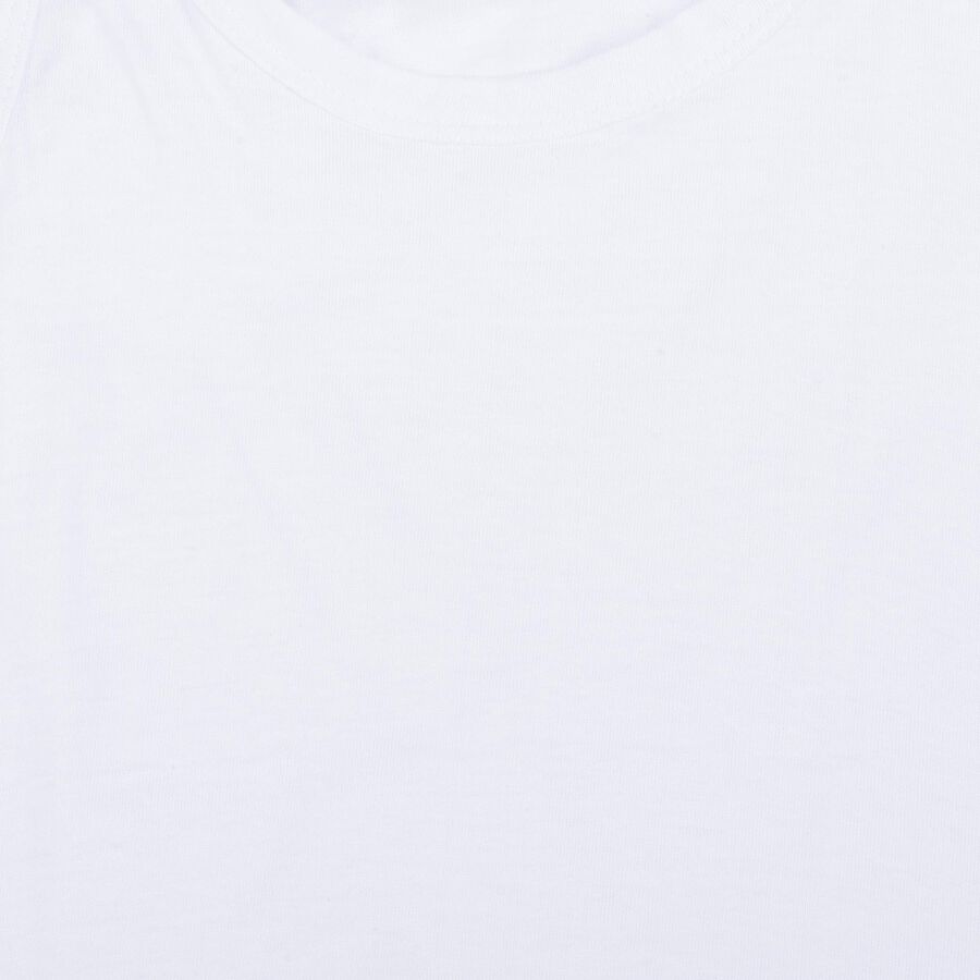 Boys White Cotton Round Neck Vest, सफ़ेद, large