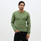Men's Light Sage Green Crew Neck Casual Pullover, हल्का हरा, small image number null