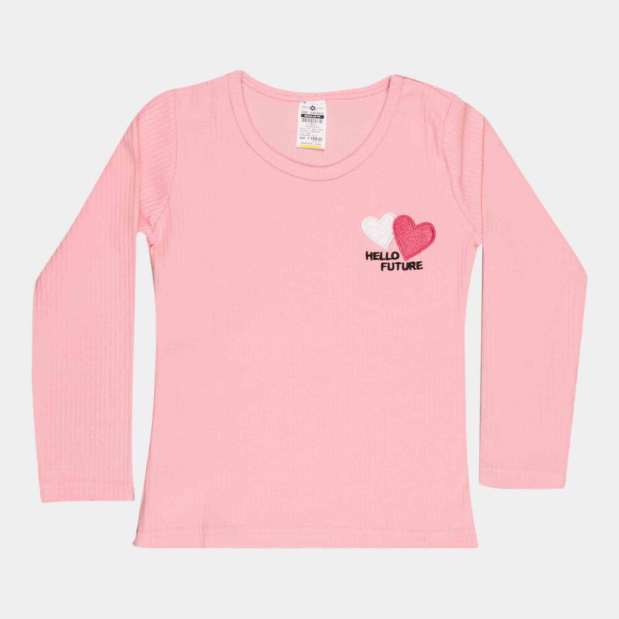 Girls Solid Top, Pink, large image number null