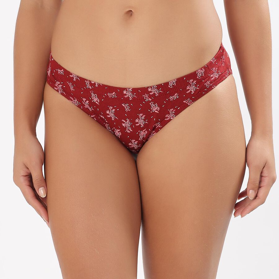 Women's Rust Red Bikini Cotton Panty, रस्ट, large