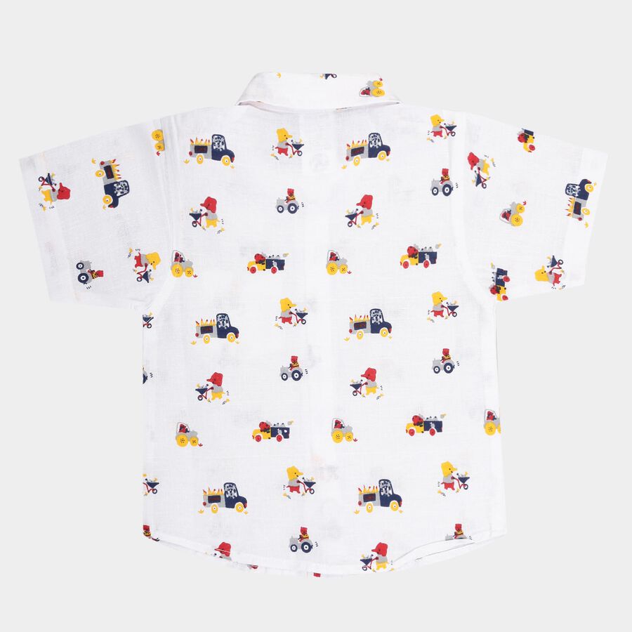 Infants Cotton Printed Shirt, White, large image number null