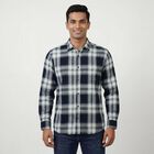 Men's Navy Blue Cotton Spread Collar Casual Shirt, नेवी ब्लू, small