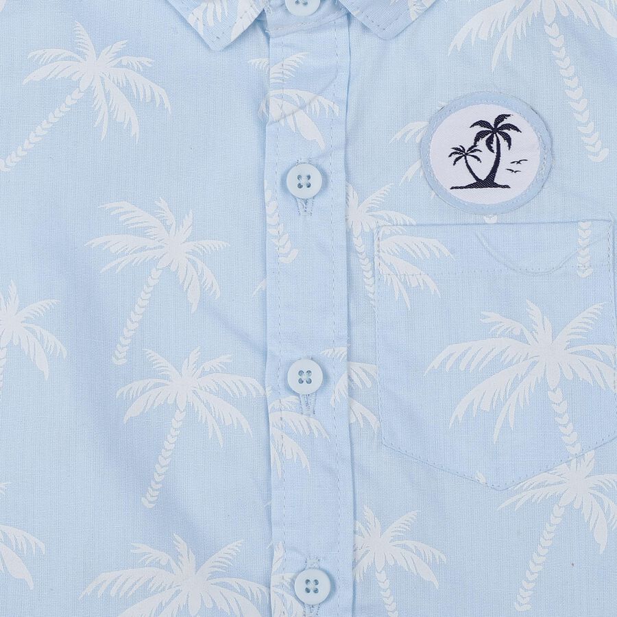 Infants Light Blue Cotton Half Sleeve Classic Casual Shirt, Light Blue, large