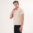 Men's White Cotton Polo Neck Geometric Printed T-Shirt, White, small