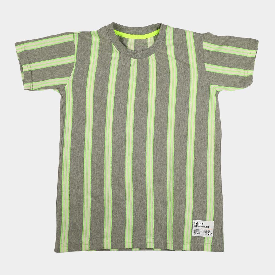 Boys Grey Crew Neck Casual Boys T-Shirt, हल्का ग्रे, large