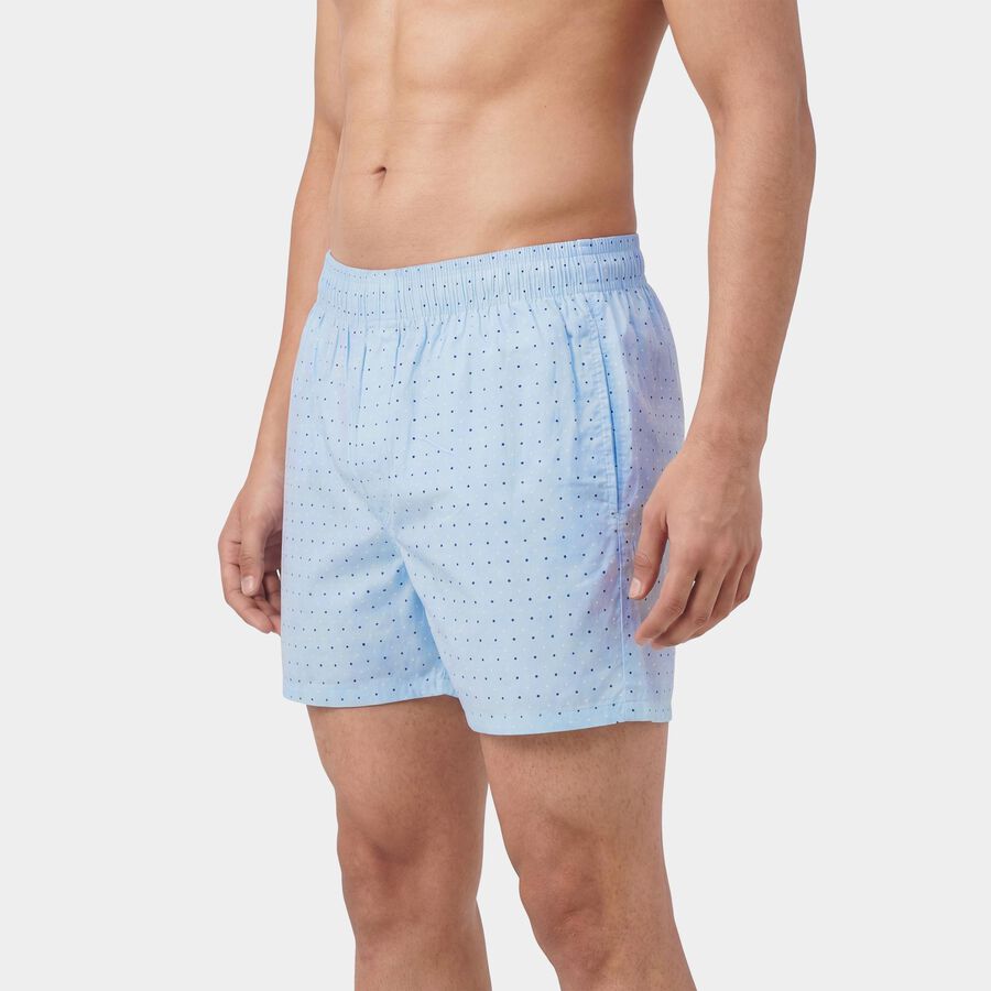 Men's Blue Regular Fit Checked Boxers, हल्का नीला, large