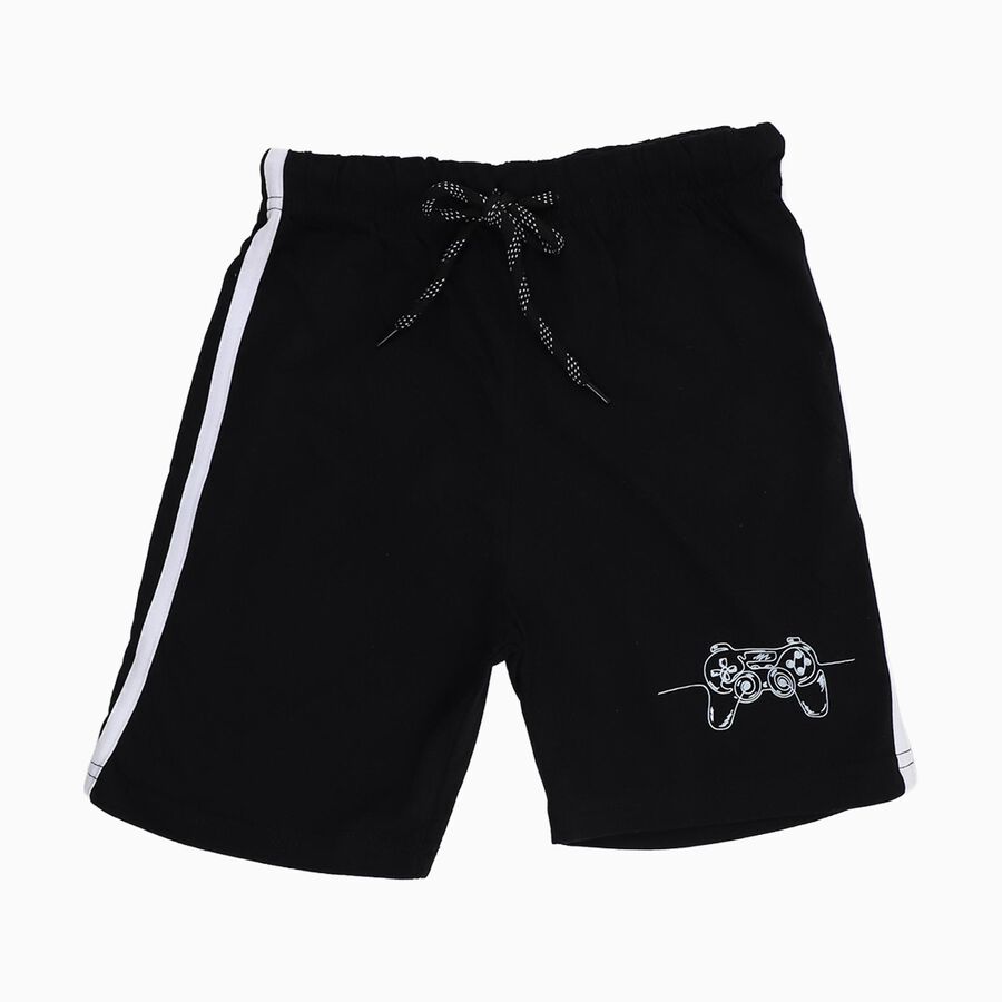 Boys Cotton Blend Bermuda Shorts, काला, large