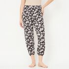 Women's Jet Black Relaxed Fit Elastic Waist Harem Pants, काला, small