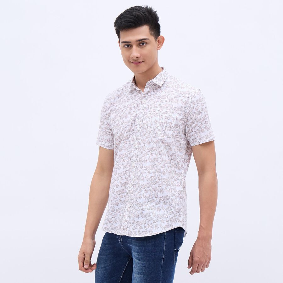 Men's White Cotton Regular Collar Casual Shirt, White, large image number null