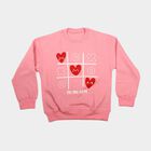 Girls Pink Crew Neck Graphic Print Sweatshirt, Pink, small