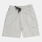 Boys' Ecru Melange Regular Fit Drawstring Bermuda Shorts, Ecru Melange, small