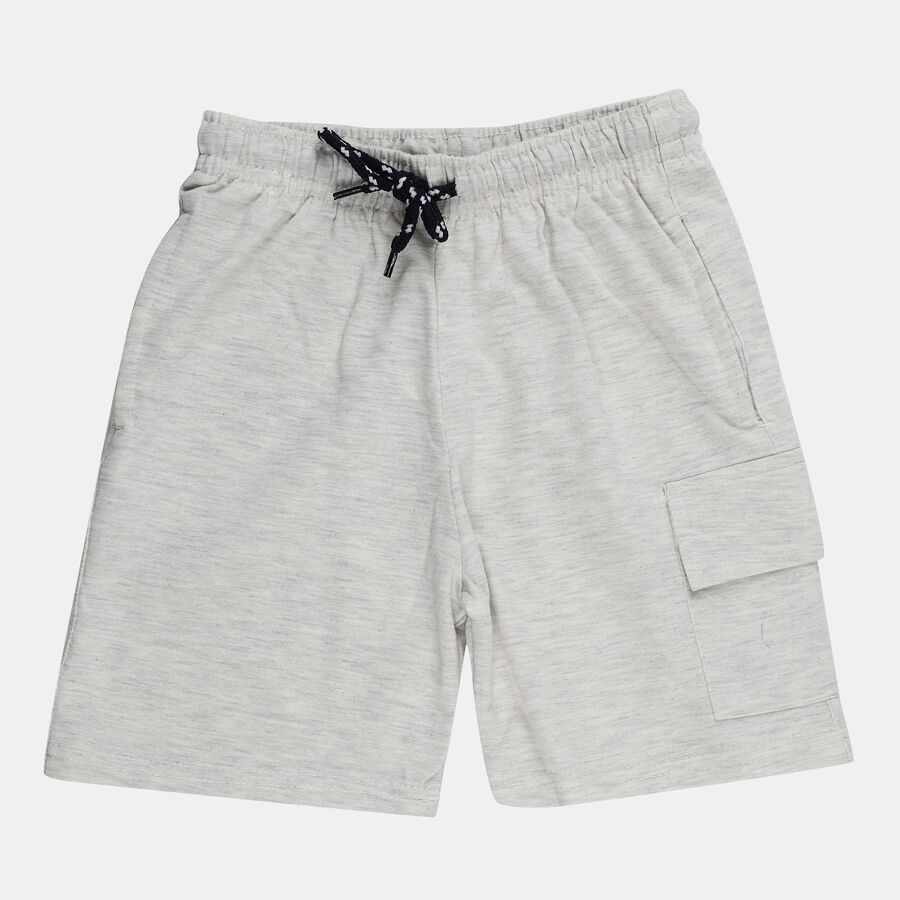 Boys' Ecru Melange Regular Fit Drawstring Bermuda Shorts, Ecru Melange, large