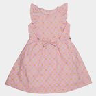 Girls' Light Pink Cotton Sleeveless A-Line Frock, Light Pink, small