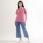 Women's Pink Round Neck Graphic Print T-Shirt, Pink, small image number null