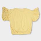 Girls' Bright Yellow Crew Neck Ruffled T-Shirt, Yellow, small image number null