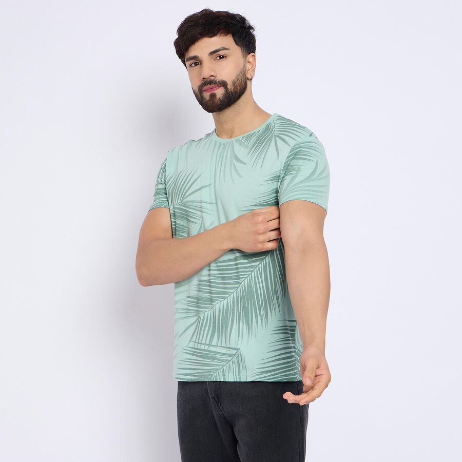 Men's 100% Cotton Round Neck Half Sleeves T-Shirt , Aqua, large