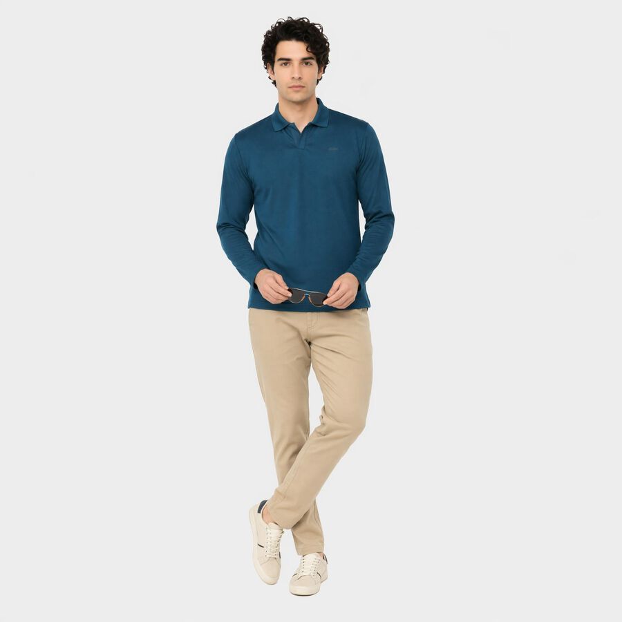 Men Teal Polo Neck Polo T-Shirt, Teal Blue, large