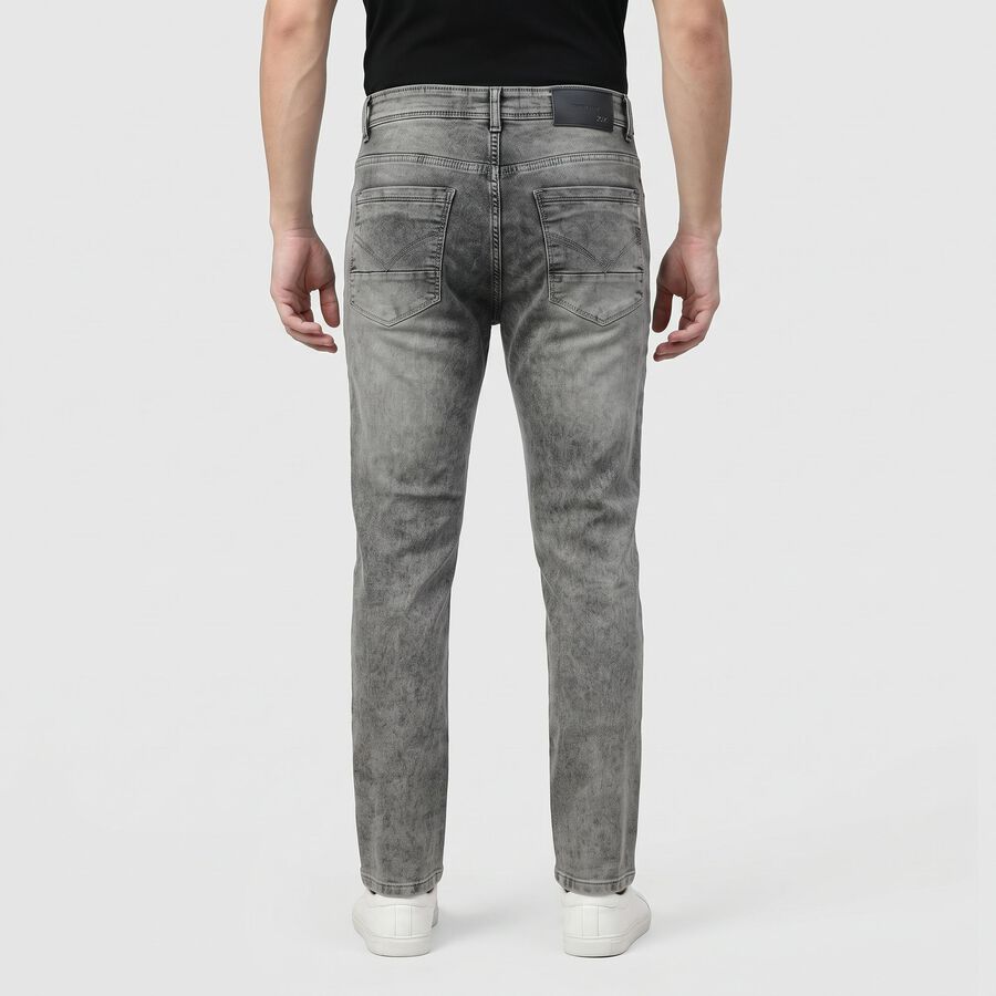 Men's Grey Slim Fit Faded Jeans, Dark Grey, large