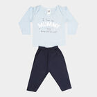 Infants Cotton Printed Full Sleeve Night Suit, Light Blue, small image number null