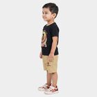 Boys Navy Blue Cotton Round Neck Graphic Print Baba Suit, नेवी ब्लू, small