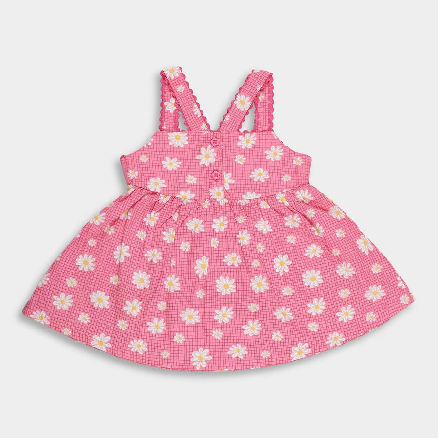 Infants' Bright Pink Daisy Print Sleeveless Cotton Frock, Fuchsia, large