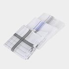Men's White Striped and Checked Pack of 3 Handkerchief, हल्का ग्रे, small