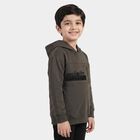 Boys' Charcoal Hoodie Neck Graphic Print Sweatshirt, Charcoal, small