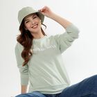 Women's Light Sage Green Crew Neck Casual Sweatshirt, हल्का हरा, small image number null