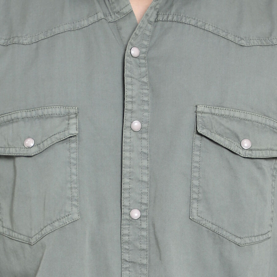 Cotton Solid Casual Shirt, Olive, large image number null