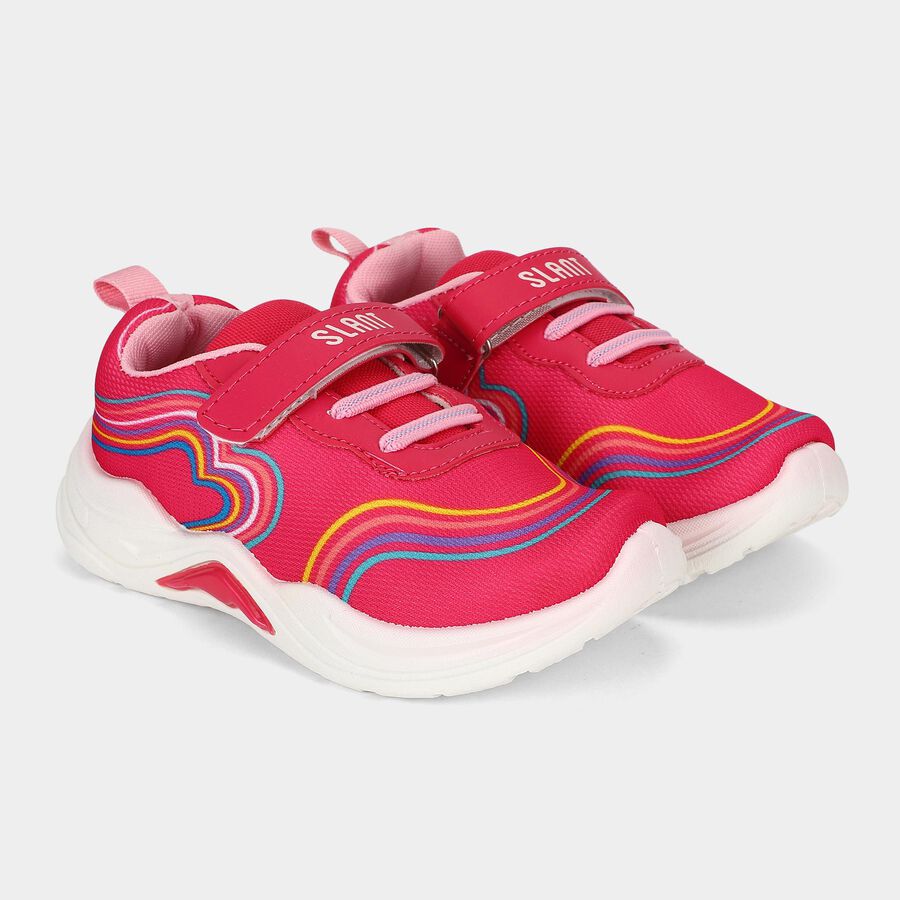 Girls Pink Velcro Strap Sneakers, Pink, large