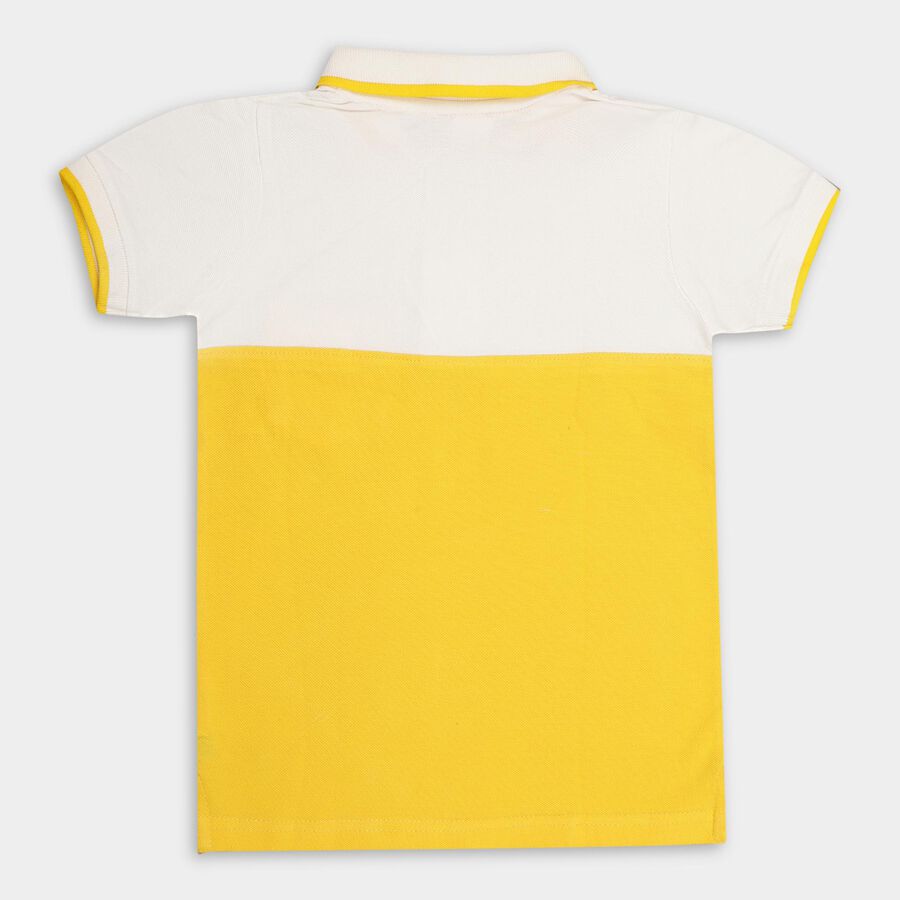Boys Bright Yellow Cotton Polo Neck Half Sleeve T-Shirt, Yellow, large image number null