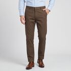 Men's Brown Slim Fit Flat-Front Trousers, Brown, small
