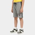 Boys Grey Relaxed Fit Graphic Print Bermuda Shorts, Melange Mid Grey, small