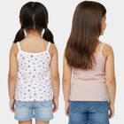 Girls' Peach Cotton Round Neck Casual Vest, पीच, small