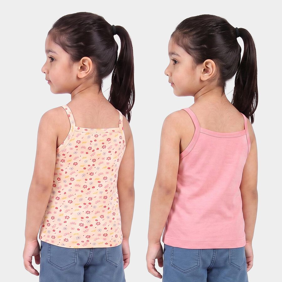 Girls Coral Cotton Round Neck Quilted Vest, Coral, large