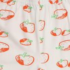 Girls' Off-White Strawberry Printed Cotton Pyjama, Off White, small image number null