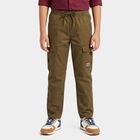 Boys' Olive Green Regular Fit Cargo Trousers, ओलिव, small
