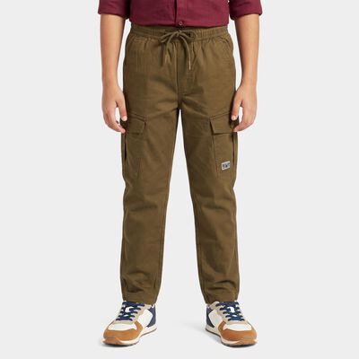 Boys' Olive Green Regular Fit Cargo Trousers