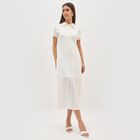 Women's Bright White Collared Classic Midi Dress, White, small image number null