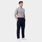 Men's Blue Regular Fit Side-Striped Track Pants, Dark Blue, small