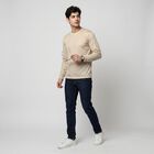 Men's Beige Round Neck Regular T-Shirt, गहरा पीला, small
